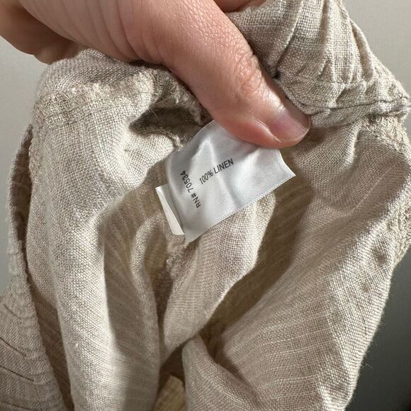 ORVIS beige striped 100% linen drawstring pull on pants LARGE - Picture 10 of 10